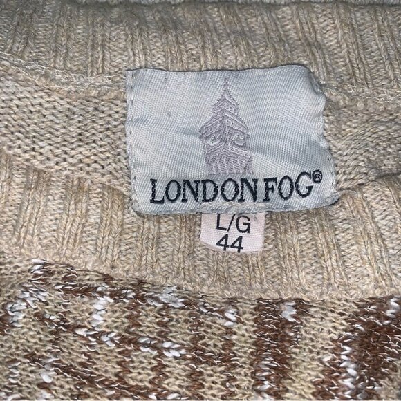 London Fog Sweater Men's Size Large Beige Brown Vintage COOGI Vibes Lightweight - Picture 7 of 7
